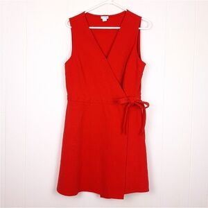 J by J. Crew Ponte Wrap Dress Poppy Red sleeveless structured v-neck L2357